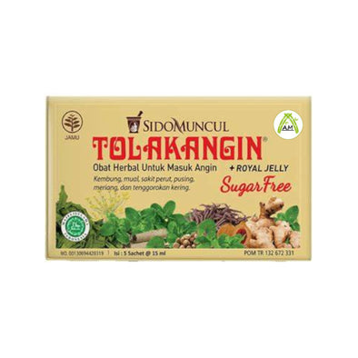 Tolak Angin Sidomuncul Herbal Medicine Sugar Free + Royal Jelly - Tolak Angin Herbal Bebas Gula 15ml x 5 sachets