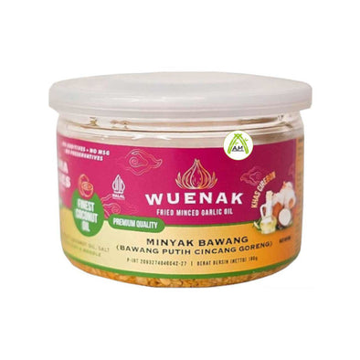 Wuenak  Fried Minced Garlic in Premium Coconut Oil 190g - Bawang Putih Kating Cincang Goreng dengan Minyak Kelapa Premium